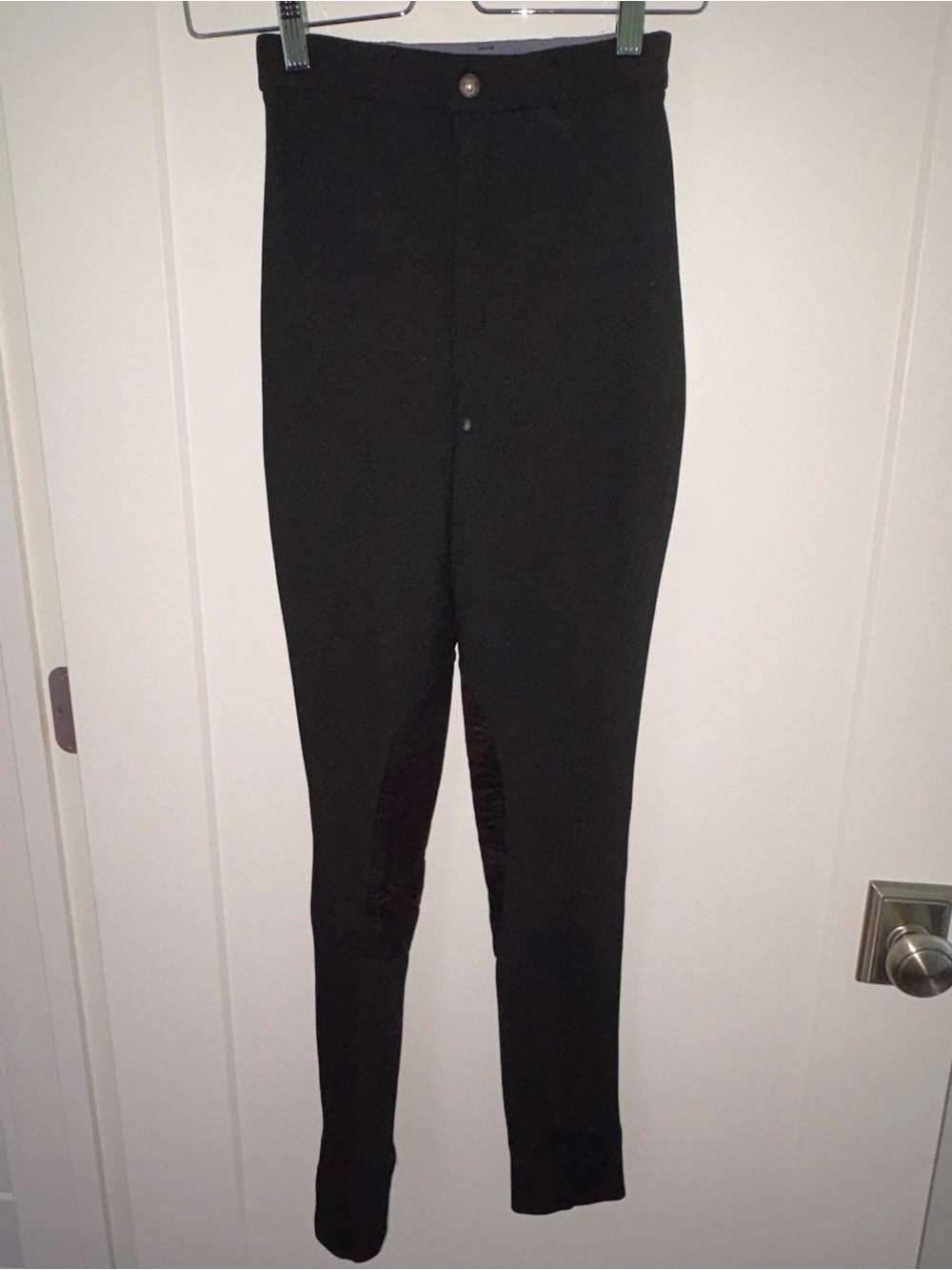 Tuff Rider Ribb knee patch breeches girl's sz 16 black EUC LN